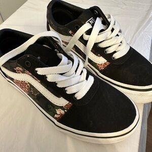 Vans Black and Floral Canvas Sneakers
